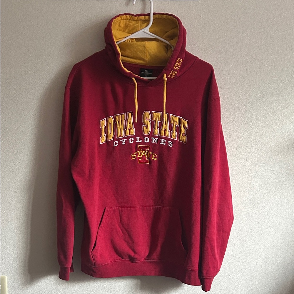 Iowa State Cyclones Twill Appliqué Red/Gold XL Fleece Lined Hoodie